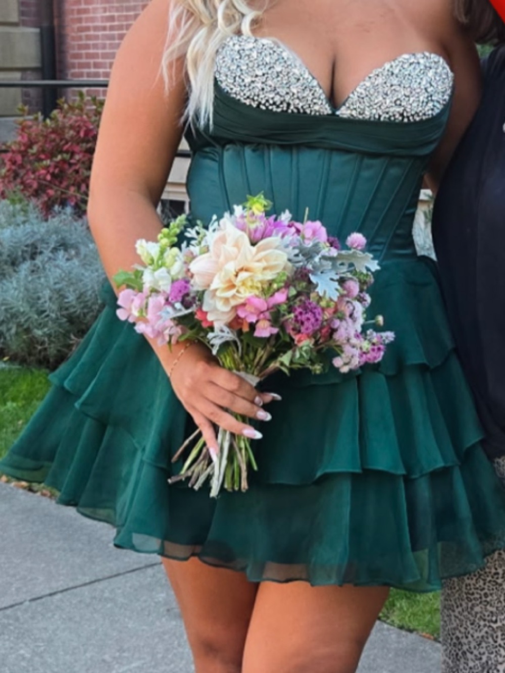 Emerald Strapless Beaded Corset Homecoming Dress